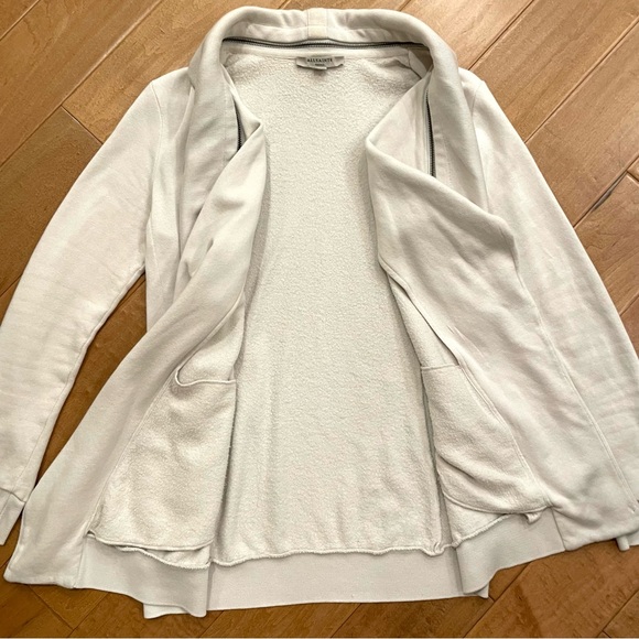 All Saints Dahlia Sweatshirt Cardigan Size Small Color Nude Stone - Picture 9 of 9